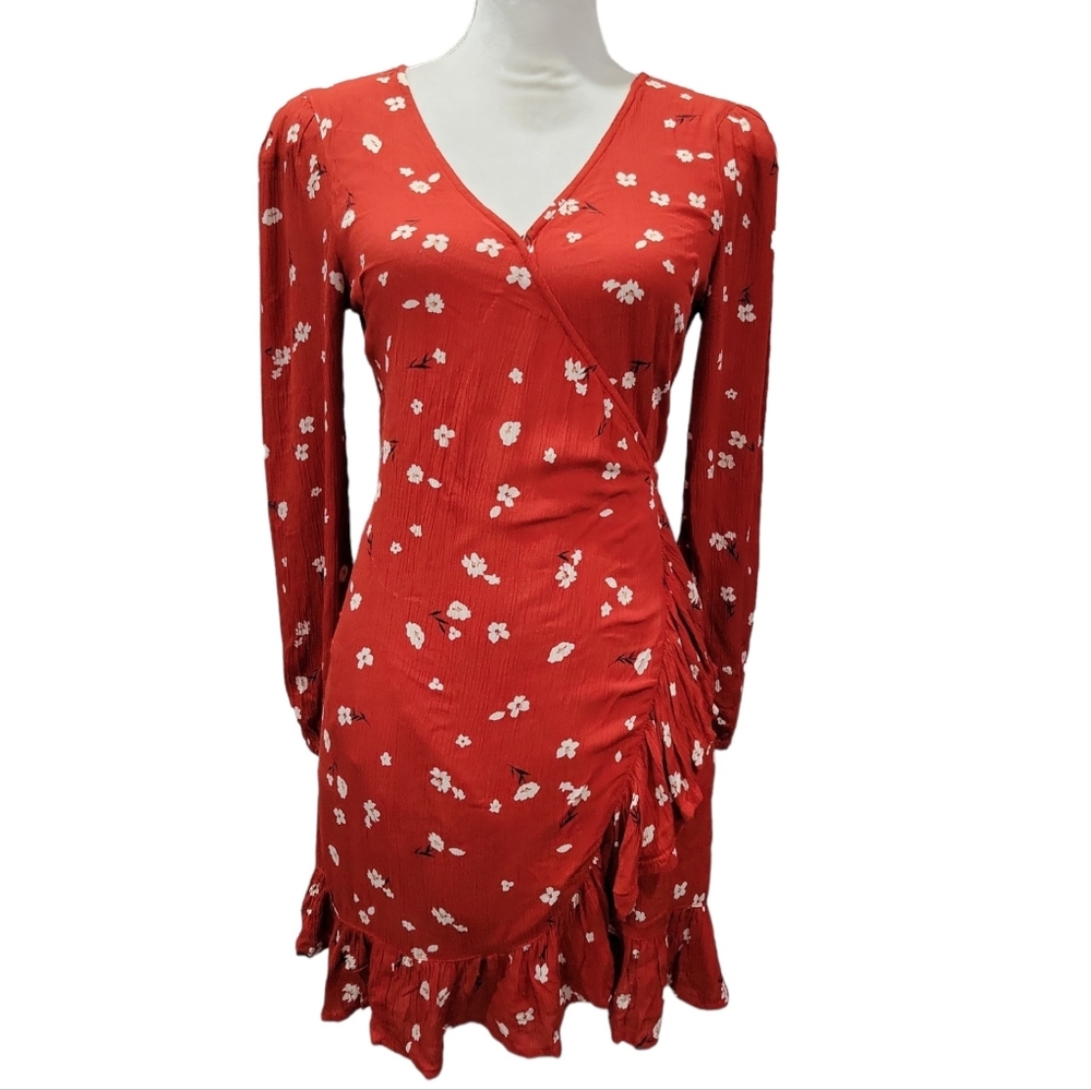 New Without Tags! Billabong Red Lovin' You Wrap Mini Dress Size Small - Picture 2 of 4